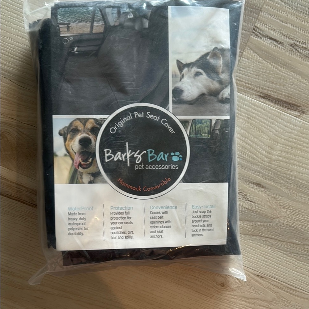 BarksBar Black Pet Seat Cover- Hammock convertible